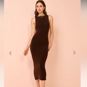 Faithfull the Brand Chocolate Brown Midi Dress